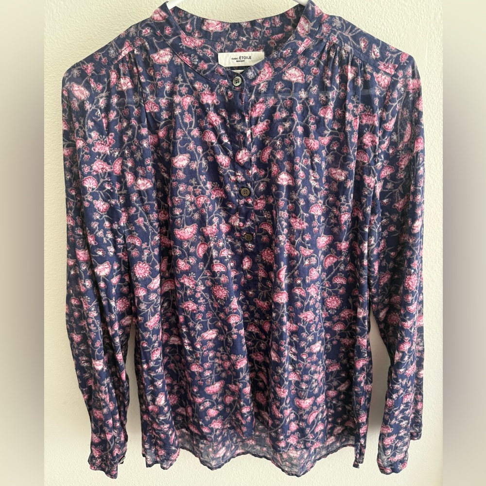Isabel Marant Blue and Pink Floral Top